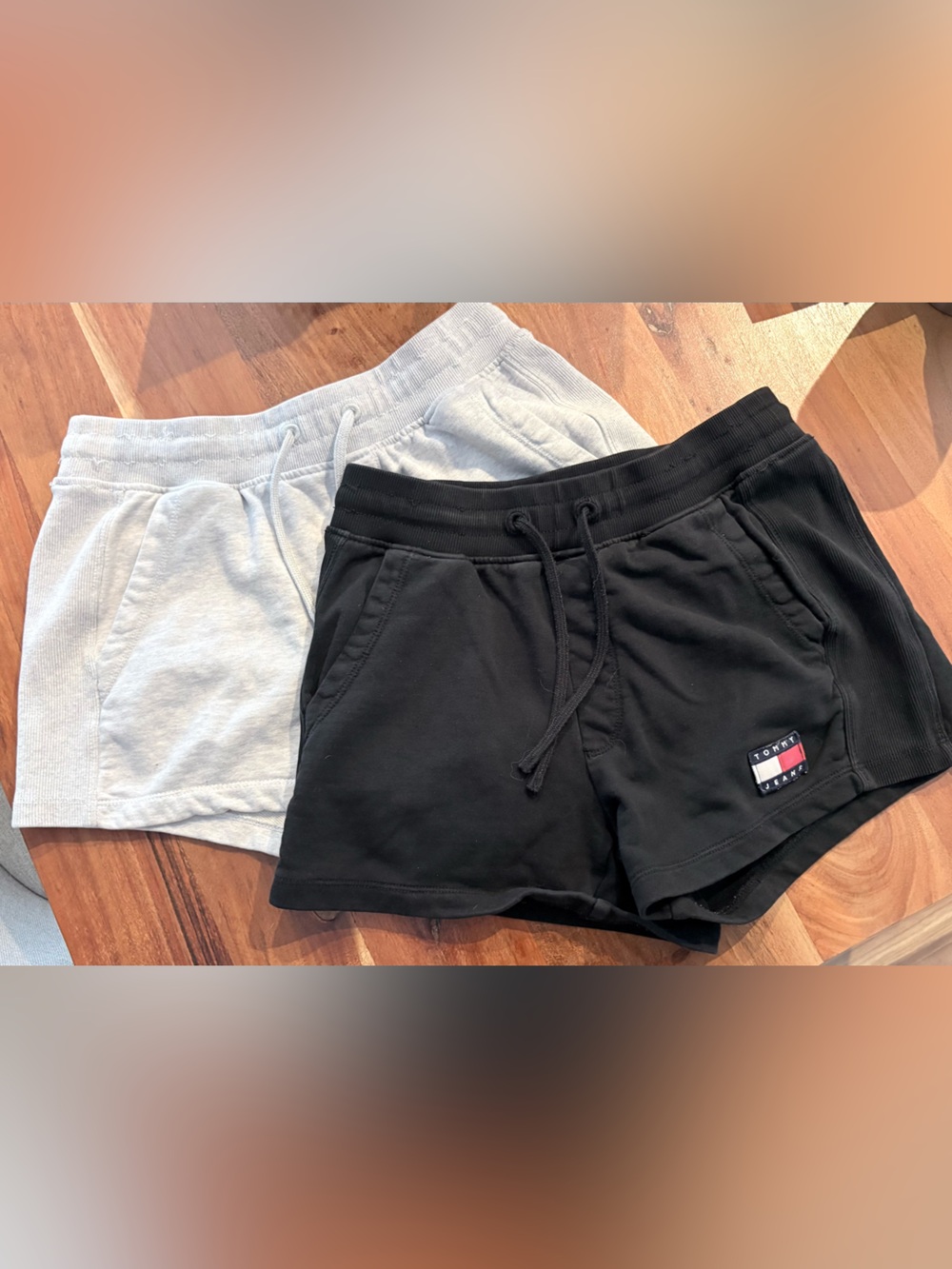 Tommy Hilfiger Black and Light Gray Cotton Athletic Lounge Shorts Duo